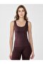 Bitter brown slim fit knitted u-neck tank top