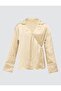 Mink Double Breasted Lapel Long Sleeve Satin Shirt - 8