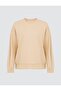 Beige Plain Cut Crew Neck Long Sleeve Modal Knitted Sweatshirt - 8