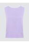 Lilac Round Neck Sleeveless Linen Blend Blouse - 7