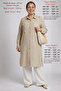 Plus Size Comfortable Cut Spring Summer Hijab Cotton Linen Side Slit Mother's Shirt Stone Accessory Detailed Long Tunic Beige