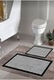 Non-Slip Base Washable Set of 2 Bathroom Rug Bath Mat Set Gray Toilet Bowl Set