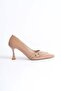 Women's Nude Satin Heeled Shoes Tr08Ms25D - 4