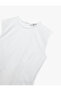 Cotton Slim Fit Zero Sleeve T-Shirt with Back Closure Detail - 5