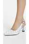 Women's Silver Satin Fabric Stone-Embellished Evening Dress Heel Shoes - 3