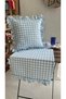 Lina Ruffled Runner Vintage Ruffled Gingham Linen Blue Runner - 8