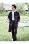 Long Cashmere Coat with Hood, Pockets and Button Detailing