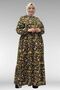 62008 Plus Size Half Placket Notched Collar Dress - Patterned Black