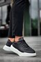 Ba0354 Casual Lace-Up Men's High Sole Black Sneakers