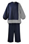 Striped Shirt Detailed Tunic Double Suit |   Anthracite Gray with Pockets, Wide Legs and Tunic - 7