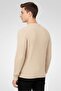 Men Crew Neck Crochet Long Sleeves Sweater, Beige - 4