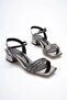 Women's Platinum Stone Thick Heeled Sandals Tr20My26G - 3