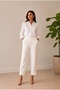 Women's Ecru Summer Crepe Pants with Elastic Waistband