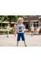 Boy's Blue Hooded King Dog Model Short Sleeve Sweatshirt Shorts Chain Tracksuit Suit B-113 - 2