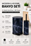 Pedal Trash Can 3 Liter Inner Bucket with Lid Toilet Brush Bathroom Set Navy Blue Marble - Titan 7103 - 2