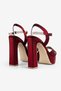 Women's Burgundy Satin Platform Heeled Shoes - 5