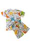 Boy's 100% Cotton Gray Colored Dinosaurs Patterned Short Sleeve Shorts Summer Pajama Set - 2