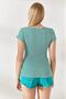Women's Slim Striped Grass Snap-On Camisole Blouse BLZ-19000171 - 5