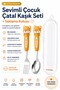 Premium Children's Bpa Free Stainless Steel Tip Fork-Spoon Set with Brown Rabbit Figure 24+ Months - 7