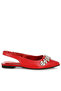 Women Diamante Embellished Flat Sandals in Red - 2