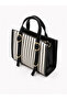 Women's Belt Detailed Linen Cross Hand and Shoulder Bag - 3