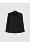 Black Linen Blend Regular Fit Long Sleeve Shirt 50325356-Vr046 - 7