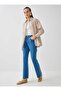 Lycra High Waist Denim Trousers - Light Navy Blue - - 2
