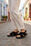 Women's Genuine Leather Sandals Comfortable Cross-Strapped Black 0311 - 2