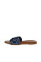 Navy Blue Shiny Leather Women's Flat Slippers 01Wu4233 - 3