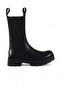 Black Leather Women's Heeled Boots 01Wt2508