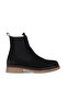 Black Suede Women's Flat Boots 01Wf3801