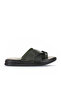 Khaki Printed Leather Men's Flat Slippers 25Mt2232