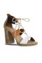 White Multi Leather Women's Heeled Sandals 01Wq4605 - 3