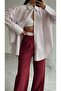 Waistband Detailed Shirt Set - Burgundy - 4