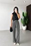 High Waist Pleated Anthracite Palazzo Pants - 4