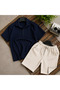 Men's Ottoman Fabric Zipper T-Shirt Shorts Summer Bottom Top Set