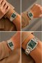 27mm Green Dial with Stone Bezel Gold & Silver Metal Band Women's Wristwatch - 2