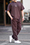 Men's Short Sleeve Oversize Two Thread Tracksuit Set - 6