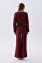 Women's Burgundy Straight Fit Elastic Waist Pants - 2