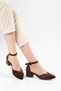 Holly Bitter Brown Skin-Suede Heeled Shoes - 8