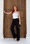 Women's Black Button Detailed Elastic Waist Palazzo Trousers Nj164 - 5