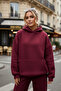 Oversize Women's Sweatshirt - Basic Hoodie with Hood and Kangaroo Pocket