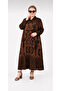Women's Plus Size Shirt Collar Buttoned Oversize Loose Cut Summer Cotton Viscose Long Dress