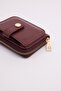 Women's Wrinkled Leather Textured Multi-Compartment Claret Red Zippered Wallet Card Holder - 3