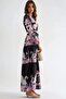 Msn Tie Detailed Floral V-Neck Maxi Dress - 4