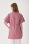 Maternity Burgundy Poplin Cotton Striped Pattern Blouse, Waist Tie and Collar Button Detail (Breastfeeding) - 6