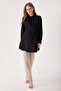 Maternity Jessica Fabric Blouse, Collar Zipper, Sleeves with Button Detail (Black) - 2