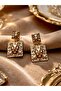 Lion Square Gold Steel Dangle Earrings - 2