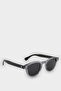 Men's Round Gray Plastic Frame Black Glass Polarized Sunglasses F0575Axns - 2