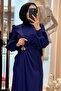 Belted Brooched Balloon Sleeve Evening Dress - 4